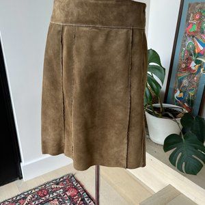 Ann Taylor Raw Seam Suede Leather Skirt Festival Boho 4
